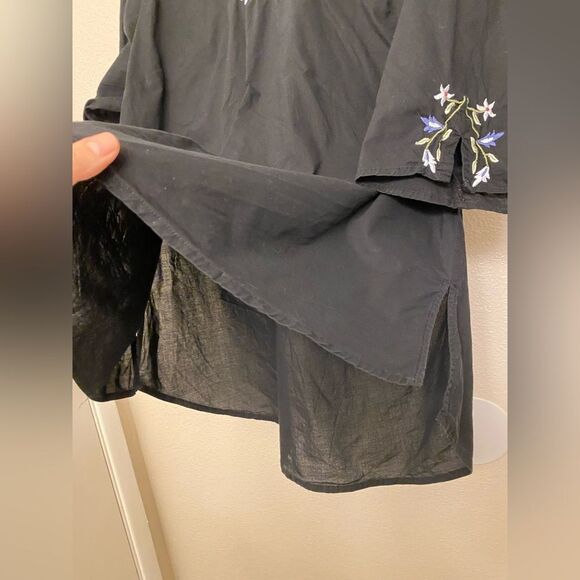 Venezia plus size black cotton blouse floral embroidery boho art to wear 18-20 - Picture 6 of 10